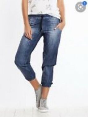 Lucy IndiGo Go Everywhere Joggers Faux Printed Denim Sz S